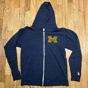 Navy Blue Zip-Up Hoodie with Yellow Michigan ‘M’ Logo